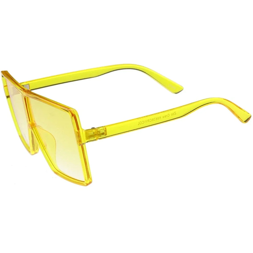Oversized Square Sunglasses Fashion Trendy Festival Shades Women Yellow Lens XXL